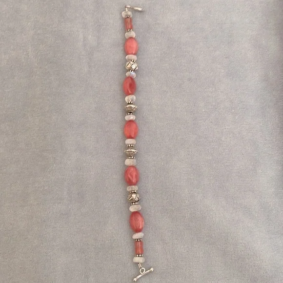 Cherry quartz, moon stone and Thai Silver bracelet - Picture 3 of 3